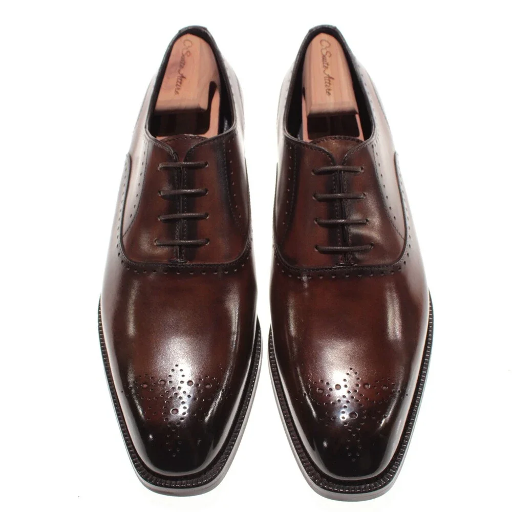 Di Bianco NWB Oxford Dress Shoes Size 42 (US 9) in Brown Leather Made in Italy